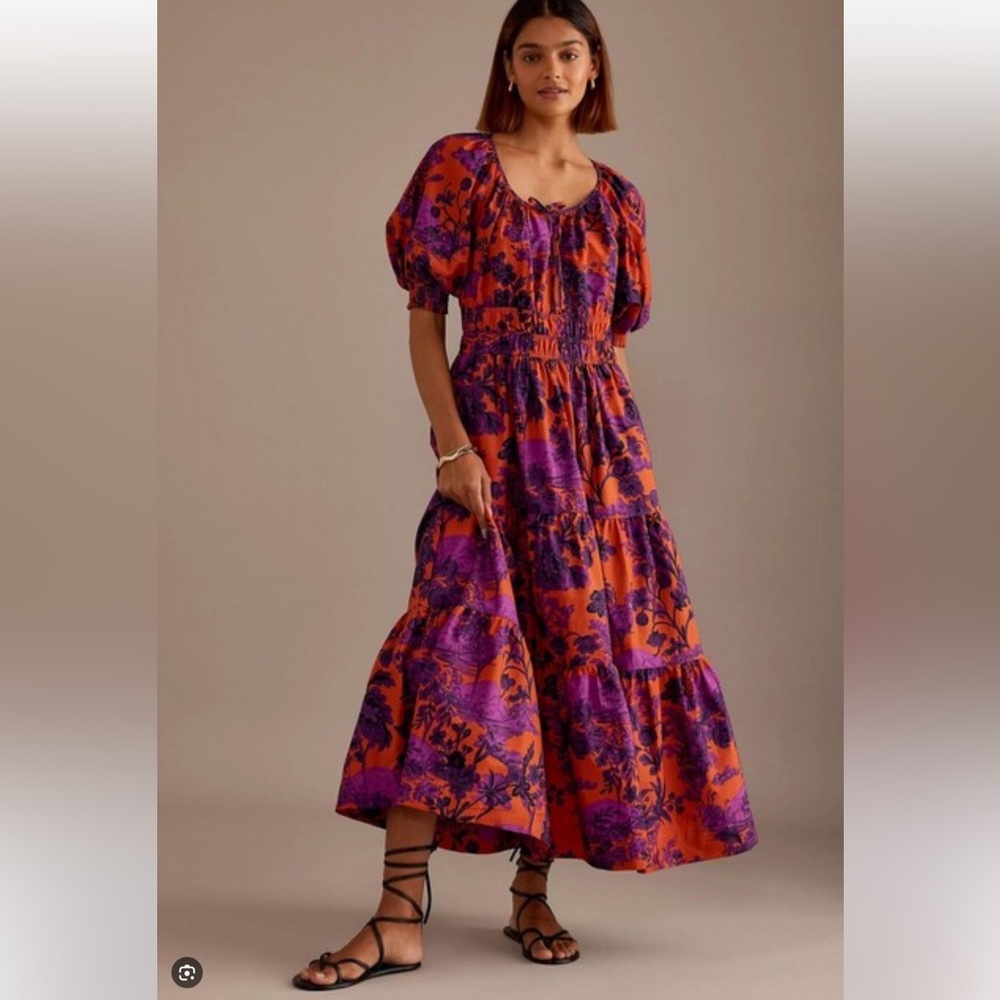 Anthropologie Sumerset Puff Sleeve Maxi Dress xs